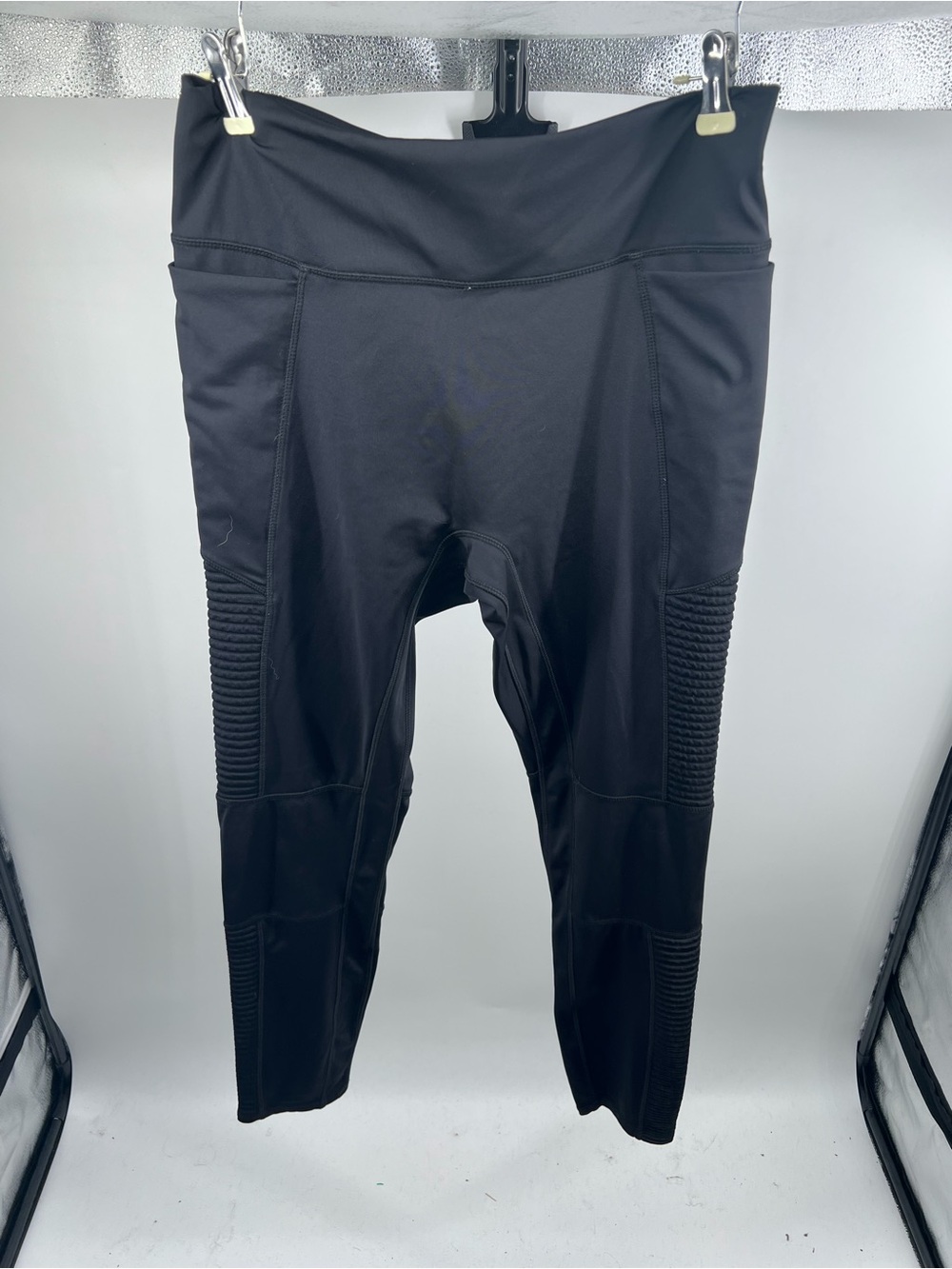 Fabletics Black Kids Active Leggings with Textured Knee Panels